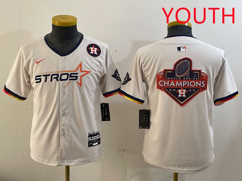 Youth Houston Astros Blank Cream three generations Joint Name 2025 Nike MLB Jersey style 41423